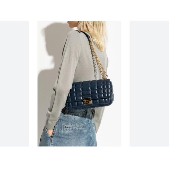 MICHAEL KORS Tribeca quilted leather convertible shoulder crossbody bag -NAVY - Picture 15 of 15